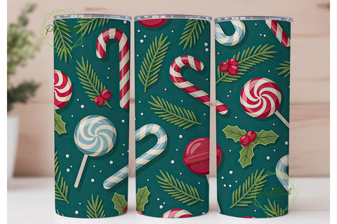 Festive Candy Cane Tumbler PNG Sublimation PixelChick 