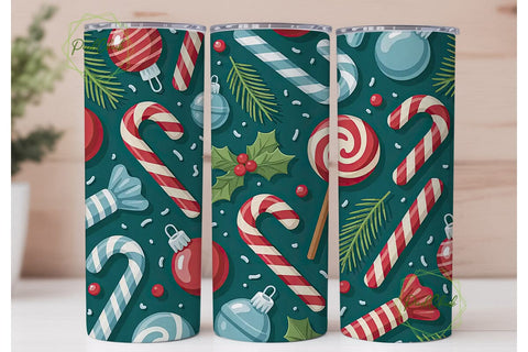 Festive Candy Cane Tumbler PNG Sublimation PixelChick 