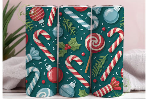 Festive Candy Cane Tumbler PNG Sublimation PixelChick 