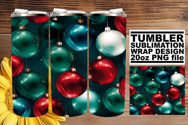 Festive Cheer Tumbler - 3D Holiday Ornaments 20oz Sublimation afrosvg 