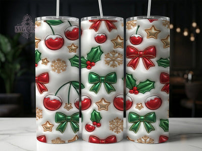 Festive Cherry Holly 20oz Tumbler, Festive Cherry, Cherry Holly, Holly Tumbler, Christmas Tumbler, 20oz Tumbler, Holiday Tumbler, Tumbler Wrap Sublimation SvggirlplusArt 