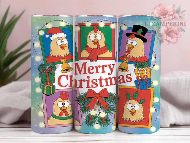 Festive Chicken Christmas Tumbler, Merry Chicken Wrap, Holiday Poultry Sublimation, 20oz Chicken Tumbler, Festive Farmhouse Art, Seasonal Chicken Mug, Whimsical Holiday Cup Sublimation Li Zamperini 