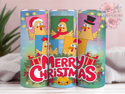 Festive Chicken Christmas Tumbler, Merry Chicken Wrap, Holiday Poultry Sublimation, 20oz Chicken Tumbler, Festive Farmhouse Art, Seasonal Chicken Mug, Whimsical Holiday Cup Sublimation Li Zamperini 