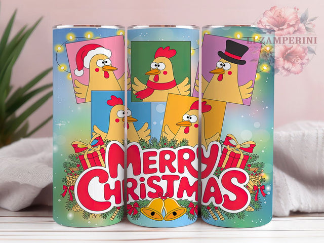 Festive Chicken Christmas Tumbler, Merry Chicken Wrap, Holiday Poultry Sublimation, 20oz Chicken Tumbler, Festive Farmhouse Art, Seasonal Chicken Mug, Whimsical Holiday Cup Sublimation Li Zamperini 