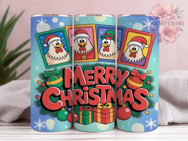 Festive Chicken Christmas Tumbler, Merry Chicken Wrap, Holiday Poultry Sublimation, 20oz Chicken Tumbler, Festive Farmhouse Art, Seasonal Chicken Mug, Whimsical Holiday Cup Sublimation Li Zamperini 