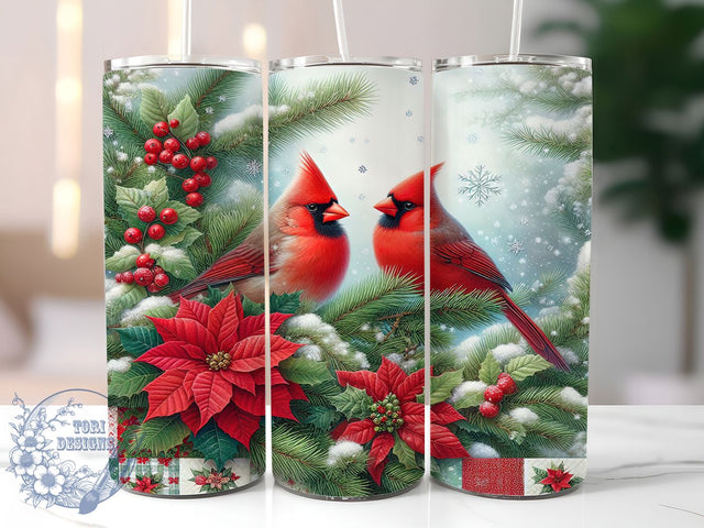 Festive Christmas Bird Tumbler, Holiday Bird Design, Festive Bird Art, Winter Bird Graphic, Cute Christmas Animal, 20oz Tumbler, Sublimation Design Sublimation ToriDesigns 