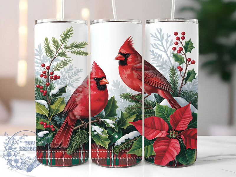 Festive Christmas Bird Tumbler, Holiday Bird Design, Festive Bird Art, Winter Bird Graphic, Cute Christmas Animal, 20oz Tumbler, Sublimation Design Sublimation ToriDesigns 
