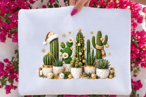 Festive Christmas Cactus with Santa Hat Sublimation SVGArt 