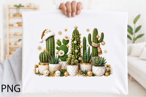 Festive Christmas Cactus with Santa Hat Sublimation SVGArt 