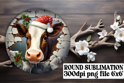 Festive Christmas Cow Ornaments - Sublimation Circle Art Sublimation afrosvg 