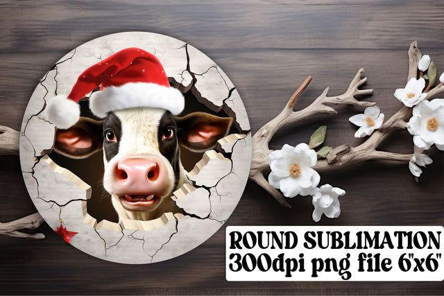 Festive Christmas Cow Ornaments - Sublimation Circle Art Sublimation afrosvg 