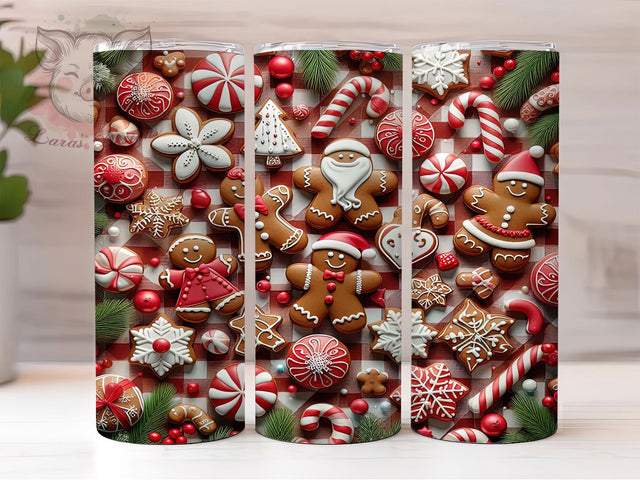 Festive Christmas Gingerbread Tumbler, Gingerbread Tumbler Art, Holiday Cookie Theme, 20Oz Wrap Design, Gingerbread Sublimation, Festive Christmas Pattern, Cute Holiday Cookie Sublimation Lara' s Designs 