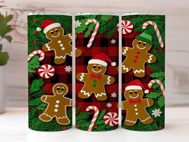 Festive Christmas Gingerbread Tumbler, Gingerbread Tumbler Art, Holiday Cookie Theme, 20Oz Wrap Design, Gingerbread Sublimation, Festive Christmas Pattern, Cute Holiday Cookie Sublimation Lara' s Designs 