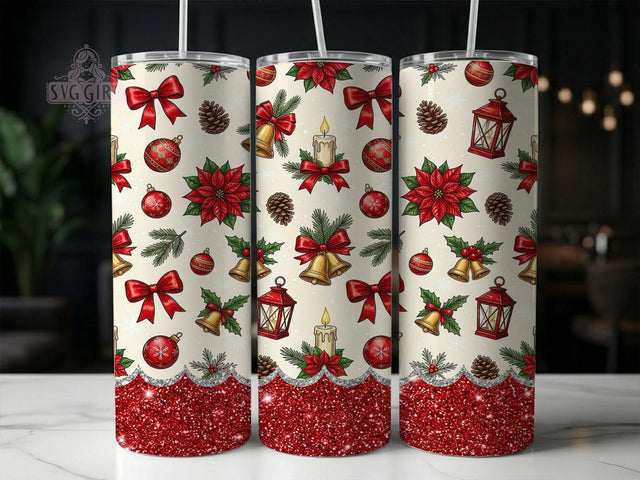 Festive Christmas Glitter 20oz Tumbler, Festive Christmas Glitter, Christmas Glitter, Glitter Tumbler, 20oz Tumbler, Christmas Tumbler, Holiday Glitter, Tumbler Wrap Sublimation SvggirlplusArt 