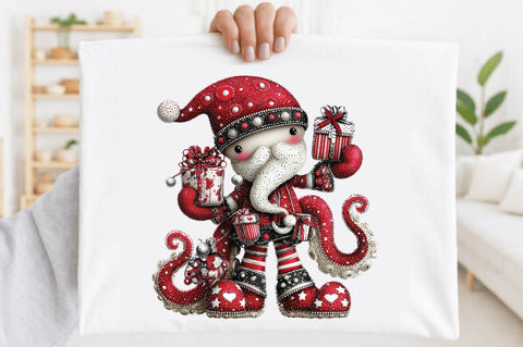 Festive Christmas Gnome Holding Presents PNG Sublimation SVGArt 