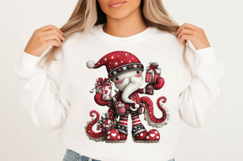 Festive Christmas Gnome Holding Presents PNG Sublimation SVGArt 