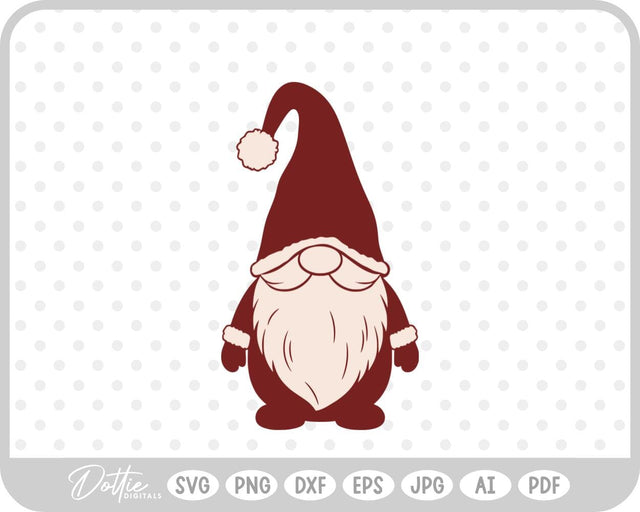 Festive Christmas Gnome SVG DottieDigitals 