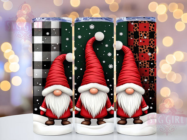 Festive Christmas Gnome Tumbler, Christmas Tumbler, Gnome Design, Leopard Plaid Cup, Glitter Drinkware, Holiday Gift, Sublimation Wrap, Festive Tumbler Sublimation SvggirlplusArt 