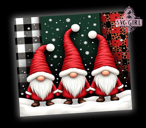 Festive Christmas Gnome Tumbler, Christmas Tumbler, Gnome Design, Leopard Plaid Cup, Glitter Drinkware, Holiday Gift, Sublimation Wrap, Festive Tumbler Sublimation SvggirlplusArt 