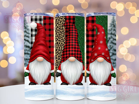 Festive Christmas Gnome Tumbler, Christmas Tumbler, Gnome Design, Leopard Plaid Cup, Glitter Drinkware, Holiday Gift, Sublimation Wrap, Festive Tumbler Sublimation SvggirlplusArt 