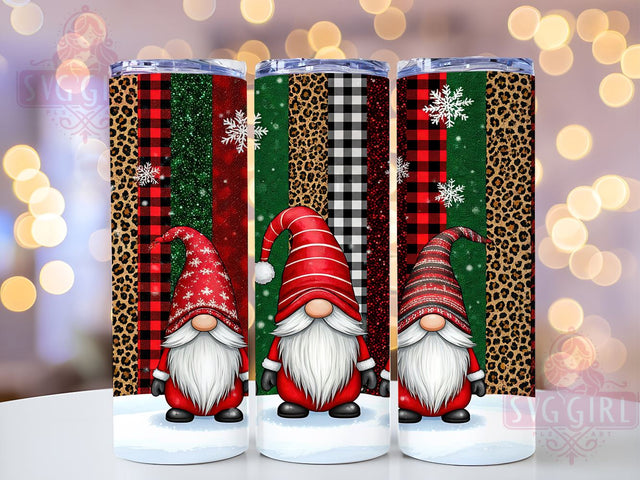 Festive Christmas Gnome Tumbler, Christmas Tumbler, Gnome Design, Leopard Plaid Cup, Glitter Drinkware, Holiday Gift, Sublimation Wrap, Festive Tumbler Sublimation SvggirlplusArt 