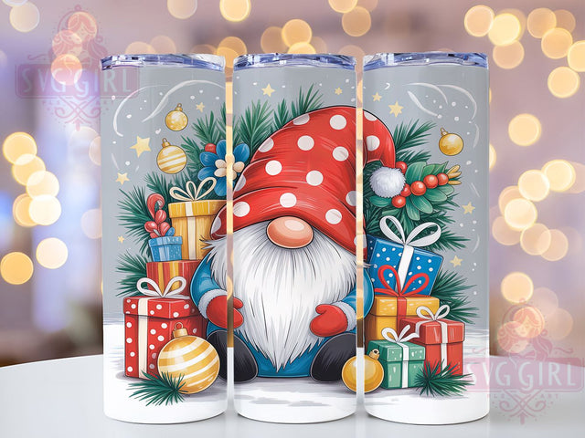 Festive Christmas Gnome Tumbler, Holiday Wrap, Festive Design, Winter Tumbler, Seasonal Pattern, 20oz Tumbler, Sublimation Print Sublimation SvggirlplusArt 