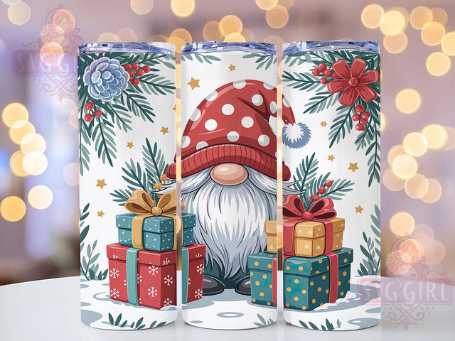 Festive Christmas Gnome Tumbler, Holiday Wrap, Festive Design, Winter Tumbler, Seasonal Pattern, 20oz Tumbler, Sublimation Print Sublimation SvggirlplusArt 
