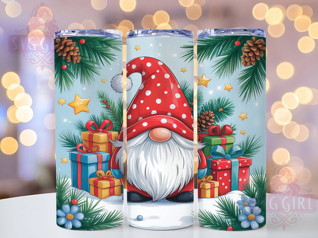 Festive Christmas Gnome Tumbler, Holiday Wrap, Festive Design, Winter Tumbler, Seasonal Pattern, 20oz Tumbler, Sublimation Print Sublimation SvggirlplusArt 