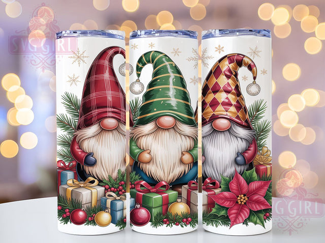 Festive Christmas Gnomes 20oz Tumbler Wrap, Christmas Gnomes, Festive Theme, Holiday Motif, Winter Charm, Whimsical Style, Skinny Tumbler, Sublimation PNG Sublimation SvggirlplusArt 