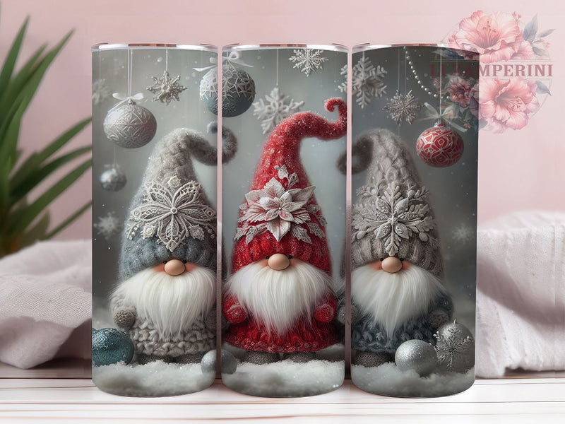 Festive Christmas Gnomes Holiday Tumbler, Festive Gnome Wrap, Holiday Gnome Sublimation, Cute Winter Cup, 20Oz Skinny Tumbler Wrap, Whimsical Christmas Mug, Nordic Gnome Design Sublimation Li Zamperini 