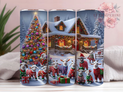 Festive Christmas Goat Tumbler, Festive Goat Sublimation Design, Holiday Goat Cup Art, 20oz Xmas Tumbler, Whimsical Goat Mug, Stylish Christmas Cup, Cozy Goat Wrap Sublimation Li Zamperini 