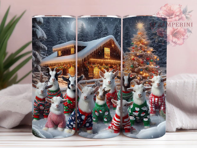 Festive Christmas Goat Tumbler, Festive Goat Sublimation Design, Holiday Goat Cup Art, 20oz Xmas Tumbler, Whimsical Goat Mug, Stylish Christmas Cup, Cozy Goat Wrap Sublimation Li Zamperini 