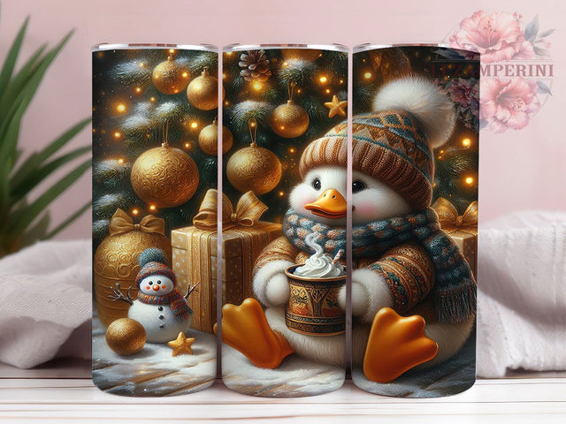 Festive Christmas Goose Tumbler, Holiday Tree Wrap, 20Oz Skinny Tumbler, Festive Goose Sublimation, Winter Farmhouse Design, Funny Holiday Bird Wrap, Cozy Christmas Tumbler Sublimation Li Zamperini 