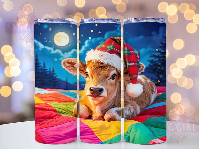 Festive Christmas Highland Cow Tumbler, Seamless XMas Pattern, Santa Cow Design, Festive Winter Tumbler, 20Oz Wrap Design, Christmas Sublimation, Holiday Cow Art Sublimation SvggirlplusArt 