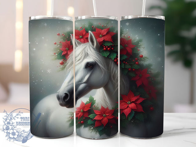 Festive Christmas Horse Tumbler, Holiday Horse Design, Festive Horse Art, Winter Horse Graphic, Cute Christmas Animal, 20oz Tumbler, Sublimation Design Sublimation ToriDesigns 