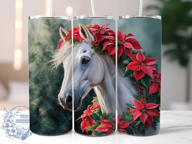 Festive Christmas Horse Tumbler, Holiday Horse Design, Festive Horse Art, Winter Horse Graphic, Cute Christmas Animal, 20oz Tumbler, Sublimation Design Sublimation ToriDesigns 