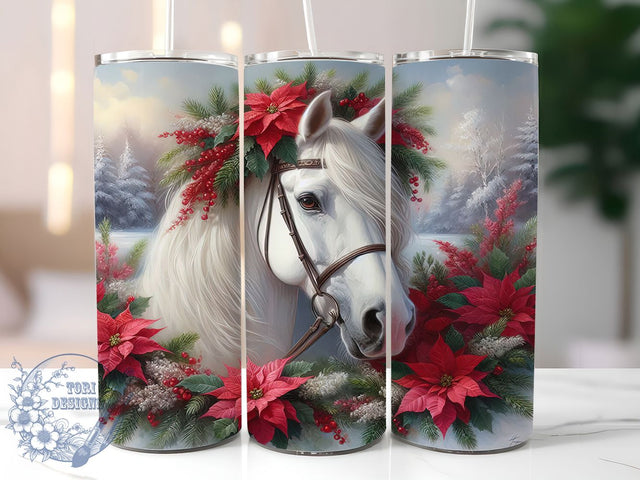 Festive Christmas Horse Tumbler, Holiday Horse Design, Festive Horse Art, Winter Horse Graphic, Cute Christmas Animal, 20oz Tumbler, Sublimation Design Sublimation ToriDesigns 
