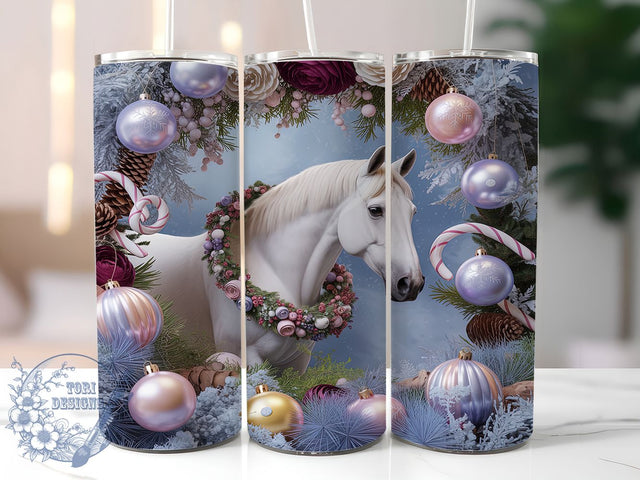 Festive Christmas Horse Winter Tumbler, Festive Winter Sublimation Design, Holiday Cup Art, 20oz Xmas Tumbler, Whimsical Horse Mug, Stylish Christmas Cup, Cozy Winter Wrap Sublimation ToriDesigns 