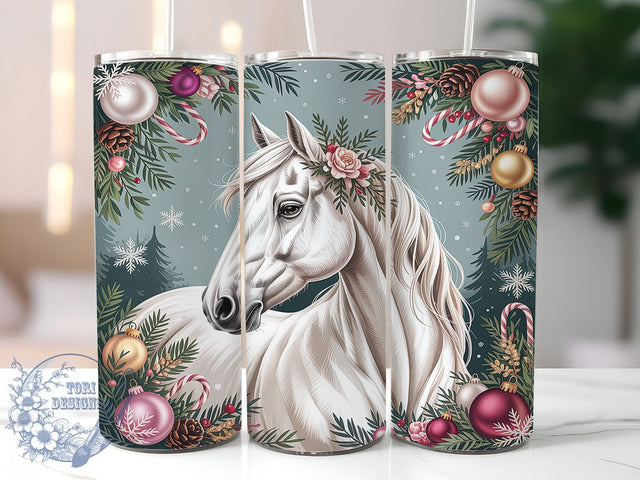Festive Christmas Horse Winter Tumbler, Festive Winter Sublimation Design, Holiday Cup Art, 20oz Xmas Tumbler, Whimsical Horse Mug, Stylish Christmas Cup, Cozy Winter Wrap Sublimation ToriDesigns 