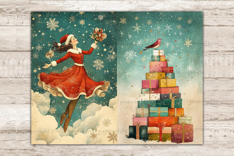 Festive Christmas Junk Journal Pages | Whimsical Printable SVG GlamArtZhanna 
