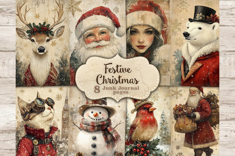 Festive Christmas Junk Journal Pages | Whimsical Printable SVG GlamArtZhanna 