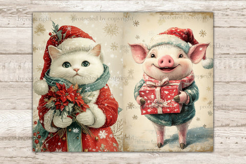 Festive Christmas Junk Journal Pages | Whimsical Printable SVG GlamArtZhanna 