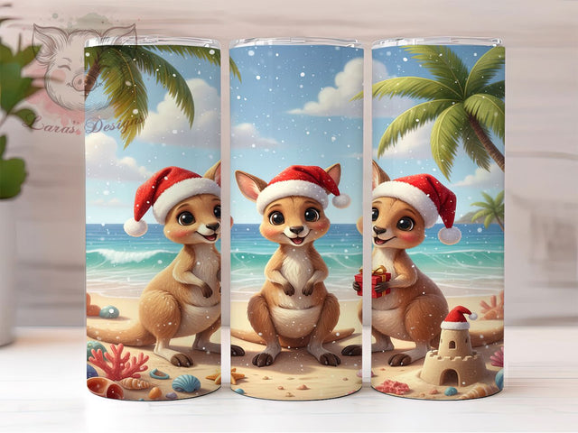 Festive Christmas Kangaroo Tumbler, Holiday Kangaroo Design, Cute Kangaroo Tumbler, 20Oz Wrap Design, Christmas Sublimation, Festive Animal Theme, Winter Holiday Art Sublimation Lara' s Designs 