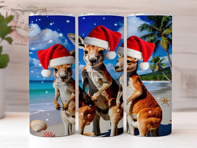Festive Christmas Kangaroo Tumbler, Holiday Kangaroo Design, Cute Kangaroo Tumbler, 20Oz Wrap Design, Christmas Sublimation, Festive Animal Theme, Winter Holiday Art Sublimation Lara' s Designs 