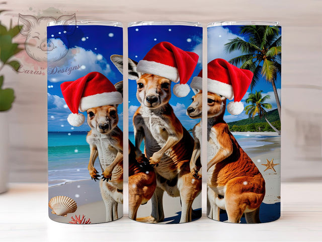 Festive Christmas Kangaroo Tumbler, Holiday Kangaroo Design, Cute Kangaroo Tumbler, 20Oz Wrap Design, Christmas Sublimation, Festive Animal Theme, Winter Holiday Art Sublimation Lara' s Designs 