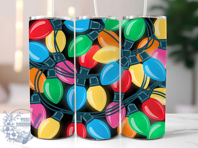 Festive Christmas Lights Tumbler, Festive Holiday Pattern, Bright Christmas Design, 20Oz Sublimation Wrap, Holiday Light Strings, Festive Glow Texture, Tumbler Sublimation Sublimation ToriDesigns 