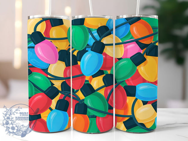 Festive Christmas Lights Tumbler, Festive Holiday Pattern, Bright Christmas Design, 20Oz Sublimation Wrap, Holiday Light Strings, Festive Glow Texture, Tumbler Sublimation Sublimation ToriDesigns 