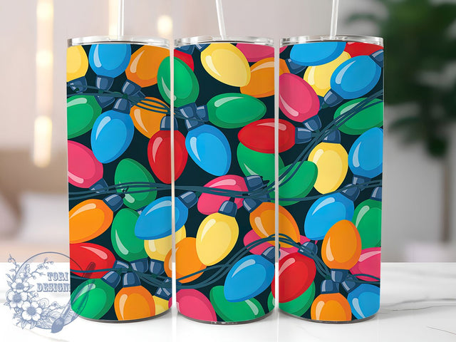 Festive Christmas Lights Tumbler, Festive Holiday Pattern, Bright Christmas Design, 20Oz Sublimation Wrap, Holiday Light Strings, Festive Glow Texture, Tumbler Sublimation Sublimation ToriDesigns 