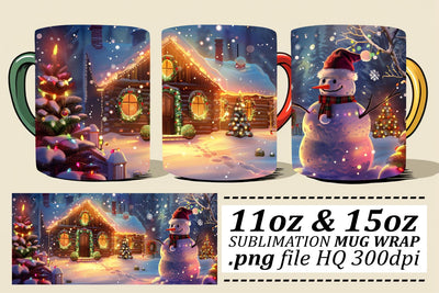 Festive Christmas Mug Wrap for Sublimation - Winter Wonderland 11oz & 15oz Sublimation afrosvg 
