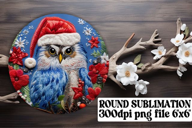 Festive Christmas Owl Circle Keychain Sublimation afrosvg 